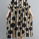 Original Polka-Dot Split-Joint Round-Neck Midi Dress