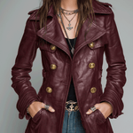 Vintage Black Double-Breasted Faux Leather Jacket