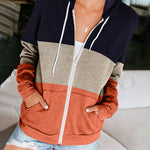 Long Sleeve Zip Up Hoodies Knitted Pullover, Lightweight Drawstring Sweatshirt