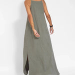 Nadorine Women's Casual Loose Sleeveless Spaghetti Side Split Maxi Dress