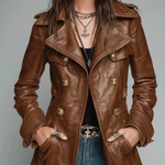 Vintage Black Double-Breasted Faux Leather Jacket
