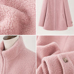 Casual Vintage Pink Polar Fleece Zip-Up Jacket Coat