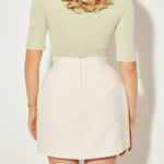 High-waisted A-line Suit Skirt with Patch Pockets