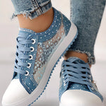Floral Pattern Embroidery Dot Print Sneakers