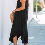 Solid color suspender holiday seaside suspender long dress