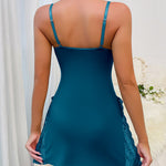 Lace Trim Adjustable Straps Side Slit Bowknot Decor Modal Cami Sleep Dress