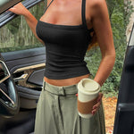 Women's Sexy Criss Cross Halter Top Ribbed Knit Cami Top Backless Sleeveless Slim Fit Crop Top