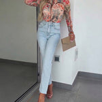 Women's Vintage Floral Rhinestone Mesh Top Slim Fit Long Sleeve Tee with Thumb Holes