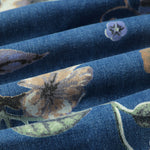 Women's Vintage Floral Printed Baggy Denim Pants Casual High Waisted Cropped Barrel Jeans
