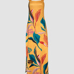 Plants Placement Print Square Neck Thick Strap Side Slit Maxi Dress Casual Vacation Dress with Pockets