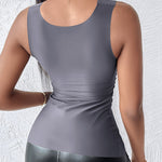 U-Neck Sleeveless Tank Seamless Skinny Layering Top with Built-In Bra