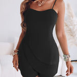 Adjustable Spaghetti Straps Asymmetrical Front Short Jumpsuit Casual Zipper Back Slim Fit Romper