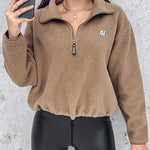 Stand Collar Zipper Design Casual Sweatshirt
