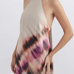 Unique Printed Halterneck Lace Up Backless Maxi Dress