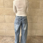 Skew Neck Long Sleeve Ruched Tee Casual Slim Fit Top with Thumb Hole Cuffs