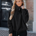 Stand Collar Zipper Design Casual Sweatshirt