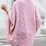 Colorful Waffle Knit Open Front Coat Batwing Long Sleeve Cardigan