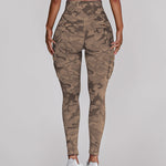 Camouflage Print High Waist Skinny Leggings with Cargo Flap Pockets Casual Pants