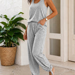 Women's 2 Piece Set U-Neck Tank Top and Straight Leg Pants Casual Loungewear