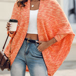 Colorful Waffle Knit Open Front Coat Batwing Long Sleeve Cardigan