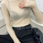 Tencel wool sheer turtleneck base layer