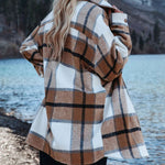 Flannel Shacket Jacket Plaid Lapel Button Down Long Sleeve Oversized Shirts with Pocket