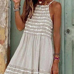 Nadorine Women's Casual Loose Long Beach Dresses Vintage Striped Print Patchwork Maxi Dress
