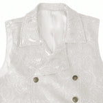 KZZ Men's Solid-Color Double-Breasted Suit Vest
