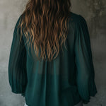 Quiet Luxury Chiffon Lace Splicing Tie Neckline Blouse
