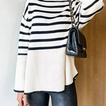 Margovil Turtleneck Side Split Striped Sweater