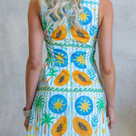 Square Neck Sleeveless Tropic Print Mini Dress