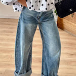 Vintage Pocketed Wide Leg Denim Pants