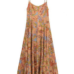 Margovil Spaghetti Strap Floral Print Chiffon Maxi Dress