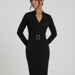 Valentina Moreau | Elegant Belted Midi Dress For Women