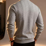 KZZ Men's solid color knitted jacquard turtleneck sweater