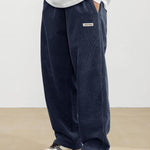 KZZ Unisex Loose Solid Patched Drawstring Waist Pants