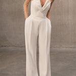 V Neck Strapless Pocketed Wide Leg Jumpsuit (in 6 Colors)