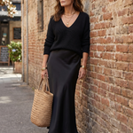 Luciana™ | Bias Fall Satin Skirt Knit Layer Set