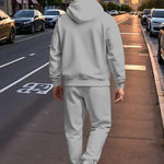 KZZ Men's Printed Hoodie and Drawstring Sweatpants Set, Menswear