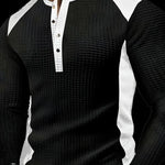 KZZ Men's Patchwork Henry Shirt