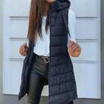 RAIN��� - Casual Sleeveless Hood Long Puffer Vest
