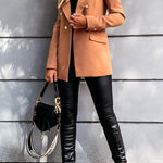 Margovil Lapel Double Breasted Open Front Blazer Jacket