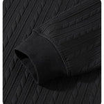 KZZ Men's Cable Knit Pattern Round Neck Sweatshirt