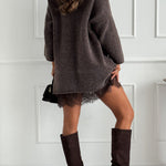 Drop Shoulder Loose Fit Pullover Sweater