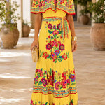 Margovil Off Shoulder Floral Print Ruffle Swing Maxi Dress