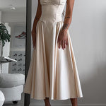 Margovil Spaghetti Strap Pocketed Corset Swing Midi Dress