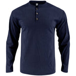 KZZ Men's Cotton Waffle-Knit Thermal  Shirt Long Sleeve Breathable Fashion Casual Pullover