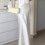 Margovil Elegant High Rise Satin Midi Skirt