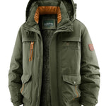 KZZ Men's winter fleece-lined hooded windbreaker