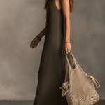 Bohemian Relaxed Sleeveless Wide-Leg Olive Knit Maxi Dress